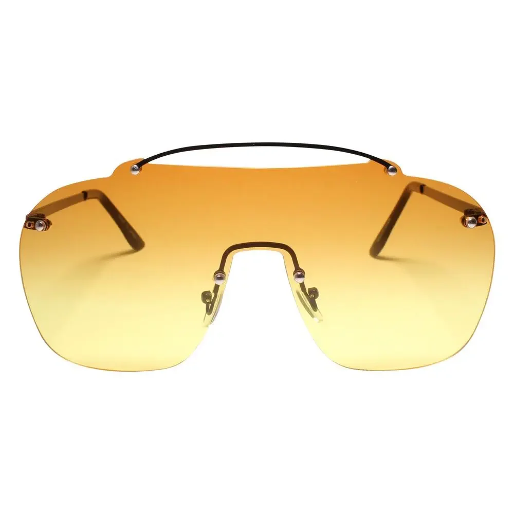 Rimless Mono Lens Brown Aviator Sunglasses